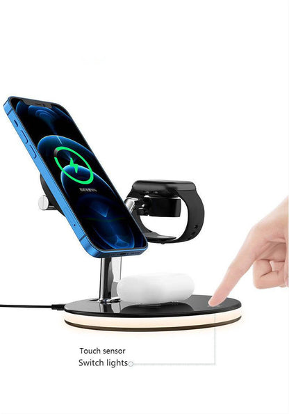 Compatible with Apple, 3 In 1 Magnetic Wireless Charger 15W Fast Charging Station For Magsafe Chargers with touch sensor features.