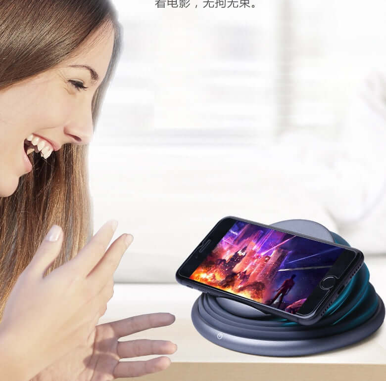 Creative New Wireless Charger Night Light Holder with Fast Charging and Colorful Atmosphere Light - Portable Folding Design