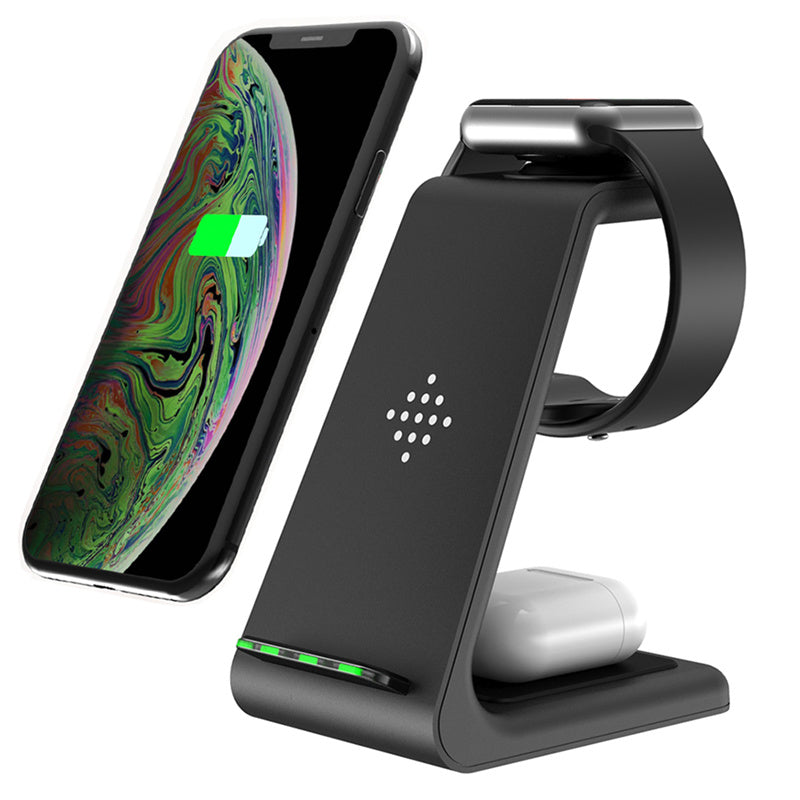 Wireless Charger for iPhone 12 - Three-In-One Charging Stand for iWatch 6 and Fast Charging Base