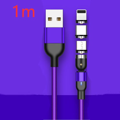 Magnetic Rotating Charging Cable - 540° & 180° Bendable Suction Three-in-One Magnetic Data Cable