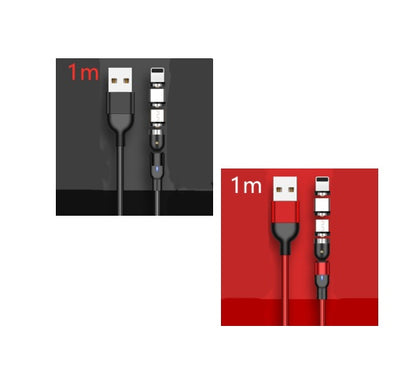 Magnetic Rotating Charging Cable - 540° & 180° Bendable Suction Three-in-One Magnetic Data Cable