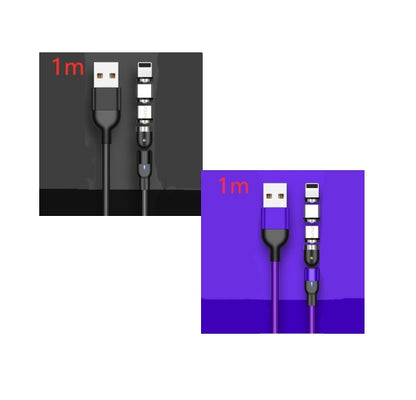 Magnetic Rotating Charging Cable - 540° & 180° Bendable Suction Three-in-One Magnetic Data Cable