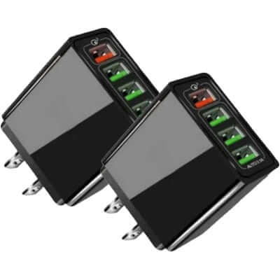 Premium 3-in-1 Wireless Charging Solution with Illuminated 4USB Mobile Phone Charger and 3A Charging Head