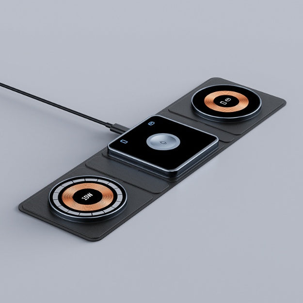 3 IN 1 Wireless Charger Station - Magnetic Folding Fast Charger for iPhone, iWatch, and AirPods