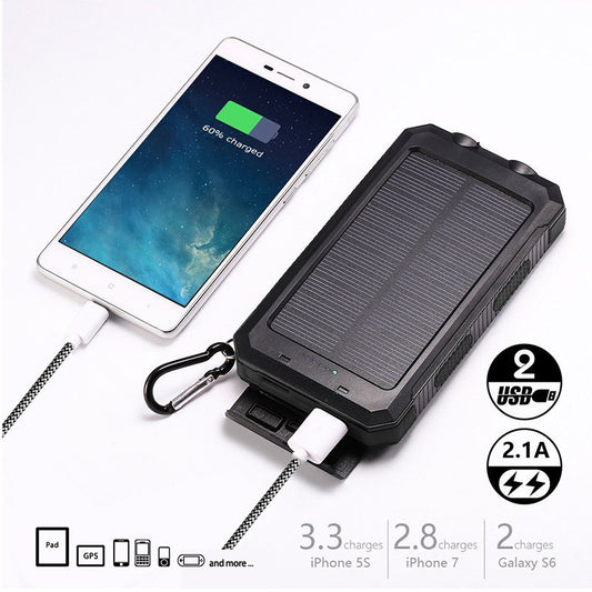 Solar Power Bank Portable with Outdoor Compass for Mobile Devices