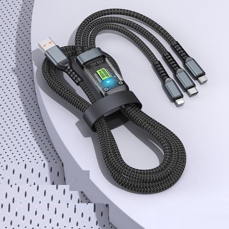 Multifunctional 100W Fast Charge Data Cable - One-to-Three Charging Solution