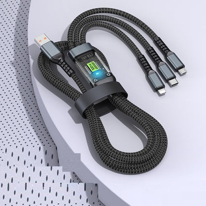 Multifunctional 100W Fast Charge Data Cable - One-to-Three Charging Solution