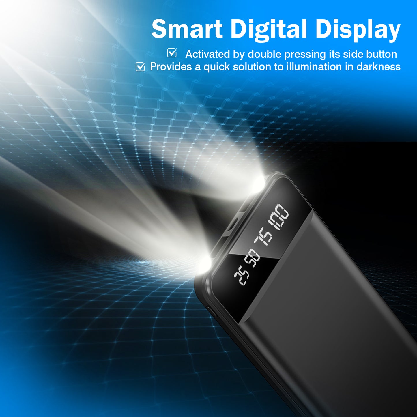 1Pc 10000mAh Portable Power Bank Ultra Slim Charger External Battery Pack with 2 USB Output Ports, Charging Cable, LED Flashlight Compatible with iPhone 15 and More