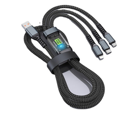 Multifunctional 100W Fast Charge Data Cable - One-to-Three Charging Solution
